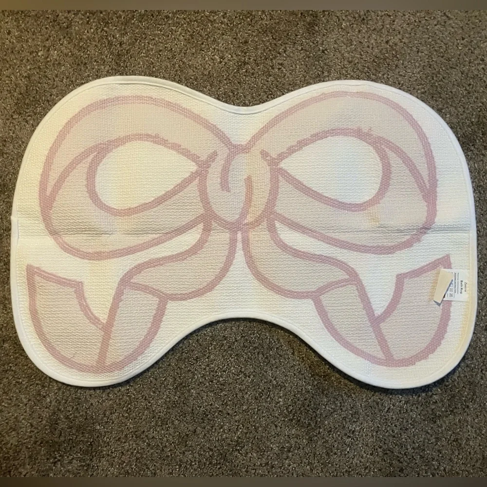 Pink and White Bow Bath Rug